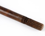 An antique South Asian walking stick with carved peacocks and leopard head handle, 19th/20th century, 90cm high. - 4