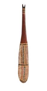 Aboriginal Club: Northern Territory Arnhamland. Wood & painted ocre. Mid 20th century.85cm