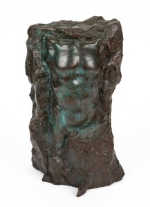 ARTIST UNKNOWN, bronze torso sculpture. signed verso "C. Top (?)", with edition number 1/4, ​​​​​​​25cm high.