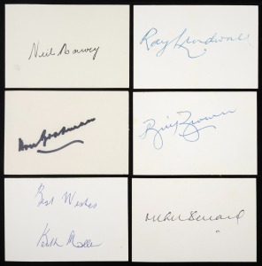 CRICKETER AUTOGRAPHS: A nicely curated album of 100+ signatures, almost all of whom cricketers, including Don Bradman, Richie Benaud, Ray Lindwall, Len Maddocks, Ian Botham, Richard Hadlee, and many others.