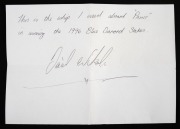 BLUE DIAMOND STAKES WINNER "PAINT" JOCKEY WHIP used by Danny Nikolic, framed and mounted with brass presentation plaque; together with a hand-written letter authenticating the whip and signed by the jockey, (2 items), the frame 22 x 64cm overall. - 2