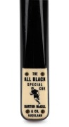 "The All Black Special Cue - Barton McGill & Co. - Auckland", length 60 inches, engraved ivory plate, c. 1960s.