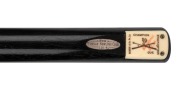 Alcock & Co. Melbourne "Champion Cue" (1st edition), length 58 inches, ash shaft, ebony butt, ivory plate, with engraved metal insert "Won Toorak Bowling Club 1914".