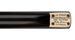 WALTER LINDRUM - CUE: Peradon & Co. 1929 World's Record Break Cue, length 56 inches, ash shaft, ebony butt, ivory plate, issued to commemorate Lindrum's December 7th 1929 break of 3262.
