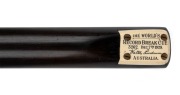 WALTER LINDRUM - CUE: Peradon & Co. 1929 World's Record Break Cue, length 56 inches, ash shaft, ebony butt, issued to commemorate Lindrum's December 7th 1929 break of 3262.