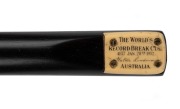 WALTER LINDRUM - CUE: Peradon & Co. 1932 World's Record Break Cue, length 56 inches, ash shaft, ebony butt, issued to commemorate Lindrum's January 20th 1932 break of 4137 against Joe Davis.