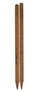 1950/51 ASHES SERIES IN AUSTRALIA: A match-used cricket stump souvenired by Bill Johnston, expertly split in half, with the Australian team signing one half and the English team signing the other (26 signatures total); length of the longer half 80cm.