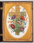 GEORGE WASHINGTON CROSSING THE DELAWARE impressive antique American union case housing a beautiful floral lithographed memorial card, 19th century, 23.5 x 18.5cm overall when closed. - 3