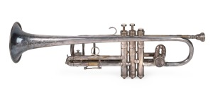 BOOSEY & Co. English silver plated trumpet, 54cm long.