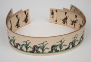 ZOETROPE rare antique pre-film animation device on original oak stand with a handsome selection of seventeen double sided lithograph animation strips, 19th century. Note: In working order. 38cm high, 30cm diameter. - 4