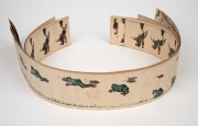 ZOETROPE rare antique pre-film animation device on original oak stand with a handsome selection of seventeen double sided lithograph animation strips, 19th century. Note: In working order. 38cm high, 30cm diameter. - 6
