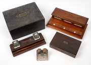 Desk sets, writing box, inkwells etc, 19th/20th century, (qty), ​​​​​​​the largest 28cm wide.