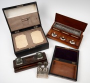 Desk sets, writing box, inkwells etc, 19th/20th century, (qty), ​​​​​​​the largest 28cm wide. - 2