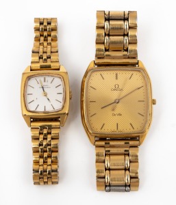 OMEGA De VILLE wristwatch in gold plated case with quartz movement, together with a Girard Perregaux ladies watch in original box, (2 items).