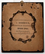 A Georgian miniature profile silhouette in original frame, bearing paper label verso "J. DIMMOCK, Profile Painter, Melville Place, 132, Trongate, Glasgow, August 1808", ​​​​​​​14.5 x 12.5cm overall. - 2