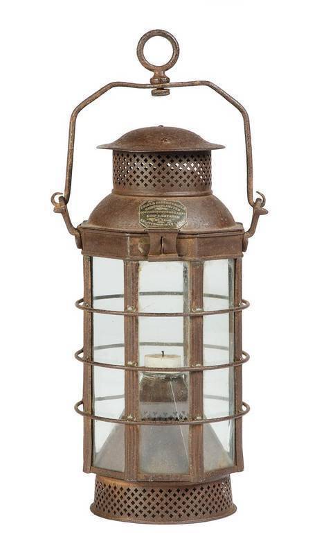 A rare lamp from Australia’s free settler history. This “Candle Lanthorne” was made available to free settlers for their sea voyage to Australia where compartment lighting was very dim. The brass label on the lamp is inscribed: “Price Patent Candle Compan