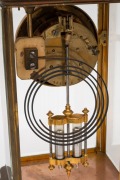An antique French four glass library regulator clock in brass case with eight day time and strike movement, open escapement, mercury pendulum and Arabic numerals, 19th century, 30cm high. - 3