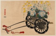 KIN-U TAKESHITA (active in the 1st half of the 20th century), Flower Cart In Summer, woodblock, signed in plate in the left centre, ​​​​​​​25 x 38cm, 37 x 50cm overall. - 2