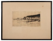 Two framed antique English dry-point etchings, the larger 35 x 47cm overall.