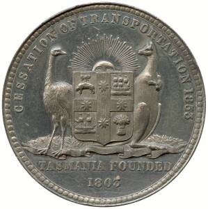 CESSATION OF TRANSPORTATION 1853 in white metal. 58mm
