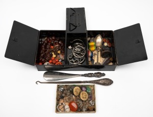 Assorted silver and gold jewellery, cufflinks, pocketknife, miniature military medals, silver spoon, silver shoehorn, silver button hook etc., mixed vintages, (qty).