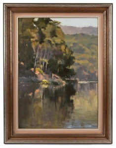CELIA GANT, Toorourrong Reservoir, oil on board, signed lower left "Celia Gant", 55 x 38cm, 68 x 52cm overall.