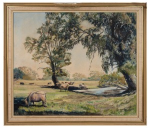 WAKEFIELD, (cattle in landscape), oil on canvas, signed lower right "Wakefield, 1966", 50 x 60cm, 60 x 70cm overall.