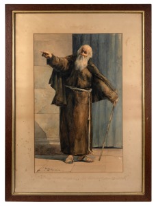 C. HOEVING, (portrait of a friar), watercolour, signed lower left "C. Hoeving, Rome, 23.04.88", ​​​​​​​54 x 34cm, 77 x 57cm overall.