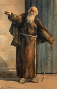 C. HOEVING, (portrait of a friar), watercolour, signed lower left "C. Hoeving, Rome, 23.04.88", ​​​​​​​54 x 34cm, 77 x 57cm overall. - 2
