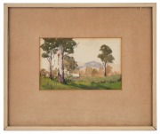 Two watercolour artworks, one example titled Foreshore Pambula and signed "A. A. Clements", the larger 33 x 40cm overall. - 3
