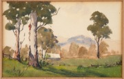 Two watercolour artworks, one example titled Foreshore Pambula and signed "A. A. Clements", the larger 33 x 40cm overall. - 4