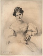 A framed antique portrait lithograph of a lady; together with a framed antique chromolithograph with hand-painted embellishments, 19th century, (2 items), the larger 88 x 72cm overall. - 2