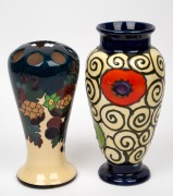 Czechoslovakian Art Deco pottery vase; together with a Tuscan Faience English porcelain vase, (2 items), the largest 27cm high.