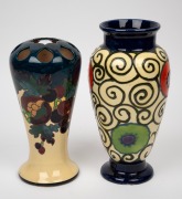 Czechoslovakian Art Deco pottery vase; together with a Tuscan Faience English porcelain vase, (2 items), the largest 27cm high. - 2