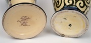 Czechoslovakian Art Deco pottery vase; together with a Tuscan Faience English porcelain vase, (2 items), the largest 27cm high. - 3