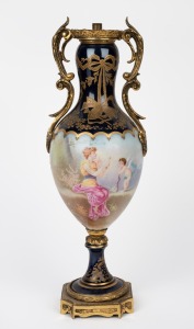 SEVRES French porcelain and gilt metal lamp base in the classical style, early 20th century, factory mark to base, 38cm high.