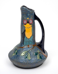 AMPHORA Czechoslovakian porcelain vase with owl decoration, circa 1930s, oval factory mark to base, 27cm high.