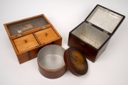 Two antique tobacco boxes and an antique tea caddy, mid to late 19th century, (3 items), ​​​​​​​the largest 23cm wide. - 2