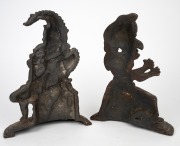 PUNCH & JUDY pair of antique cast iron door stops, 19th century, ​​​​​​​30cm and 31cm high. - 2