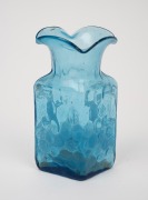 MARY GREGORY blue glass vase, attractively decorated with two figures in landscape, 19th century, 13.5cm high. - 2