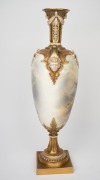 ROYAL WORCESTER impressive antique English porcelain mantle vase, adorned with hand-painted scene of highland cattle, signed JOHN STINTON, puce factory mark to base, an imposing 57cm high. - 2