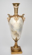 ROYAL WORCESTER impressive antique English porcelain mantle vase, adorned with hand-painted scene of highland cattle, signed JOHN STINTON, puce factory mark to base, an imposing 57cm high. - 3