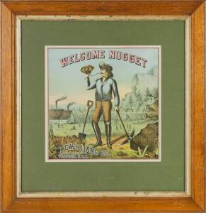 "WELCOME NUGGET" chromolithographic broadside advertising for T.C.Williams Co. Virginia tobacco, c1870s. 27 x 27cm