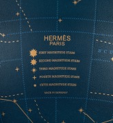 HERMES "APOLLO 24 Celestial Globe" in Bleu de Prusse (Prussian blue) leather and gold plated stainless steel, crafted in Germany, in original box of issue, Note: retail price a staggering $47,000. 40cm high overall. - 2