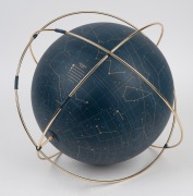 HERMES "APOLLO 24 Celestial Globe" in Bleu de Prusse (Prussian blue) leather and gold plated stainless steel, crafted in Germany, in original box of issue, Note: retail price a staggering $47,000. 40cm high overall. - 3