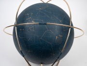 HERMES "APOLLO 24 Celestial Globe" in Bleu de Prusse (Prussian blue) leather and gold plated stainless steel, crafted in Germany, in original box of issue, Note: retail price a staggering $47,000. 40cm high overall. - 4