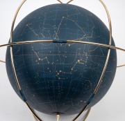HERMES "APOLLO 24 Celestial Globe" in Bleu de Prusse (Prussian blue) leather and gold plated stainless steel, crafted in Germany, in original box of issue, Note: retail price a staggering $47,000. 40cm high overall. - 5