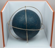 HERMES "APOLLO 24 Celestial Globe" in Bleu de Prusse (Prussian blue) leather and gold plated stainless steel, crafted in Germany, in original box of issue, Note: retail price a staggering $47,000. 40cm high overall. - 6