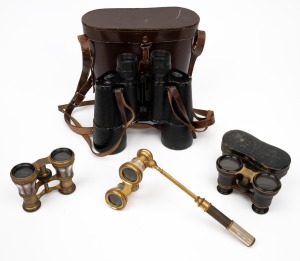 Vintage binnoculars and antique opera glasses, 19th/20th century, (4 items).