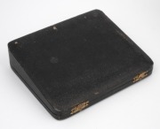 An antique English sterling silver and bone manicure set in original fitted box; together with a pair of port and sherry decanter labels, 20th century, ​​​​​​​the box 21cm wide. - 2